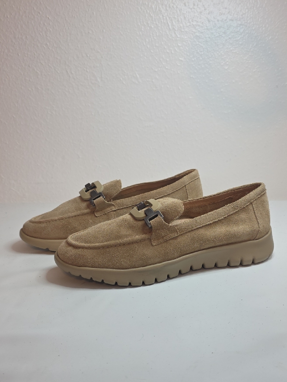 BRIOSO SHAYE LEATHER SUEDE DRIVER LOAFERS IMPORTED BRAZIL LADIES 8 NWOB COMFY